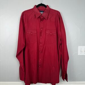 Vintage Wrangler Pearl Snap Western Shirt Men’s XL Red Long Tail Rodeo